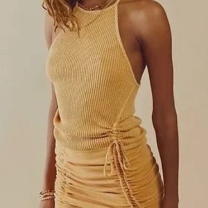 NWT Free People Katya Gold Thermal Mini Dress Size XS